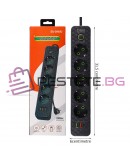 Разклонител 5 гнезда 2 USB и 1 type c